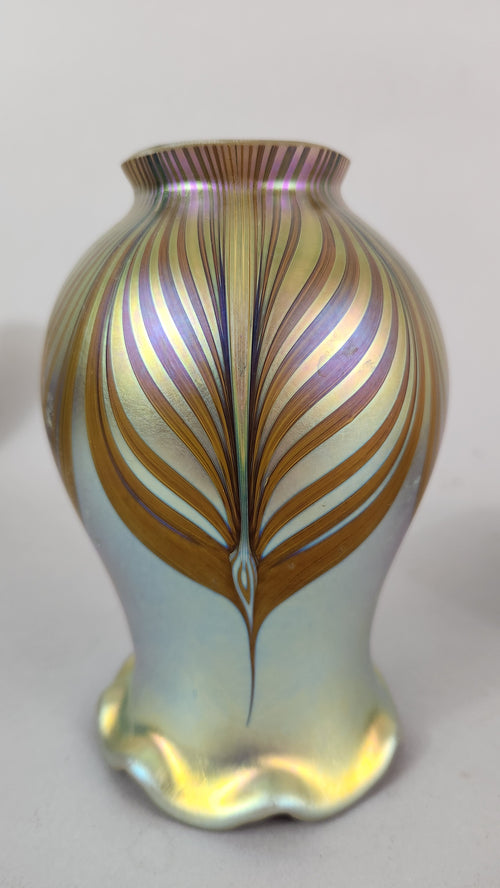 Gold Favrile with Amber Feather 2.25" Fitter lamp shade