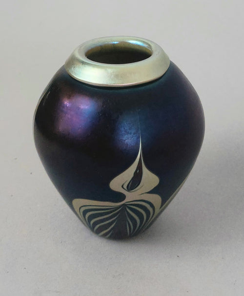 Amber Peacock Folded Lip Vase
