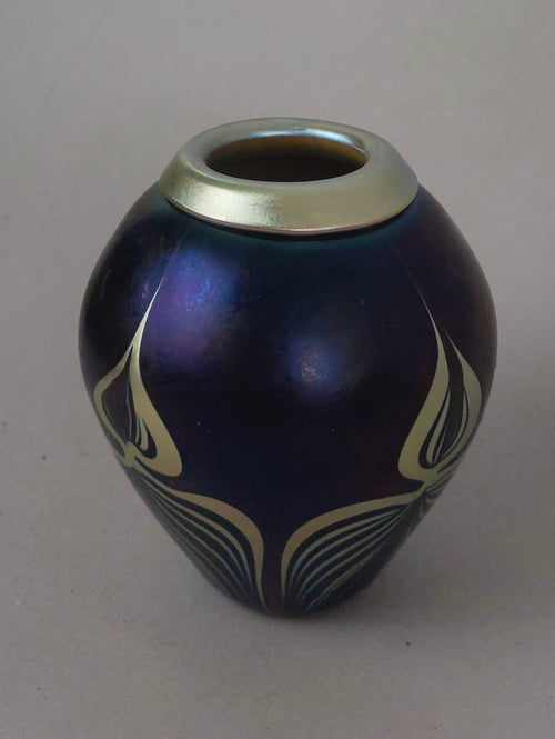 Amber Peacock Folded Lip Vase