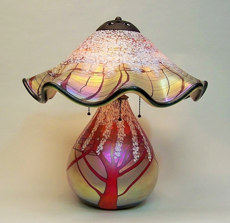 Arts and Crafts Style Cherry Blossom Lamp