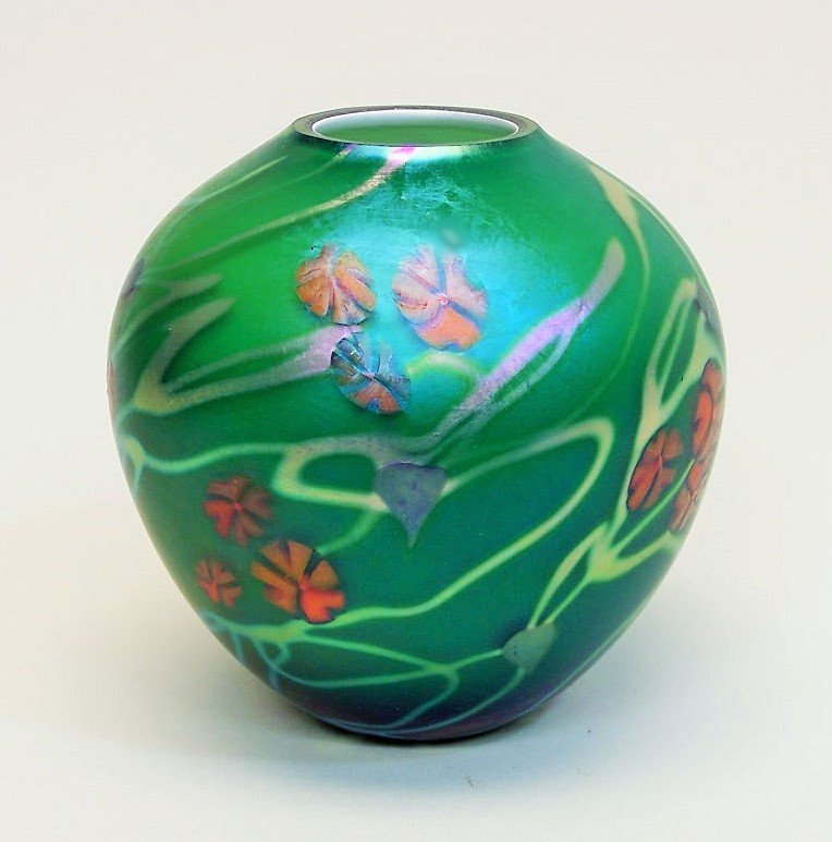 Emerald California Poppy Cabinet Vase