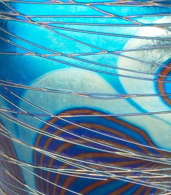 Blue Peacock Wrapped Medium Vase Designed by Carl Radke