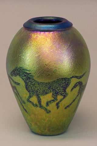 Gold Medium Horse with Folded Lip Vase