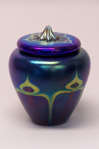 Blue Peacock Lidded Jar